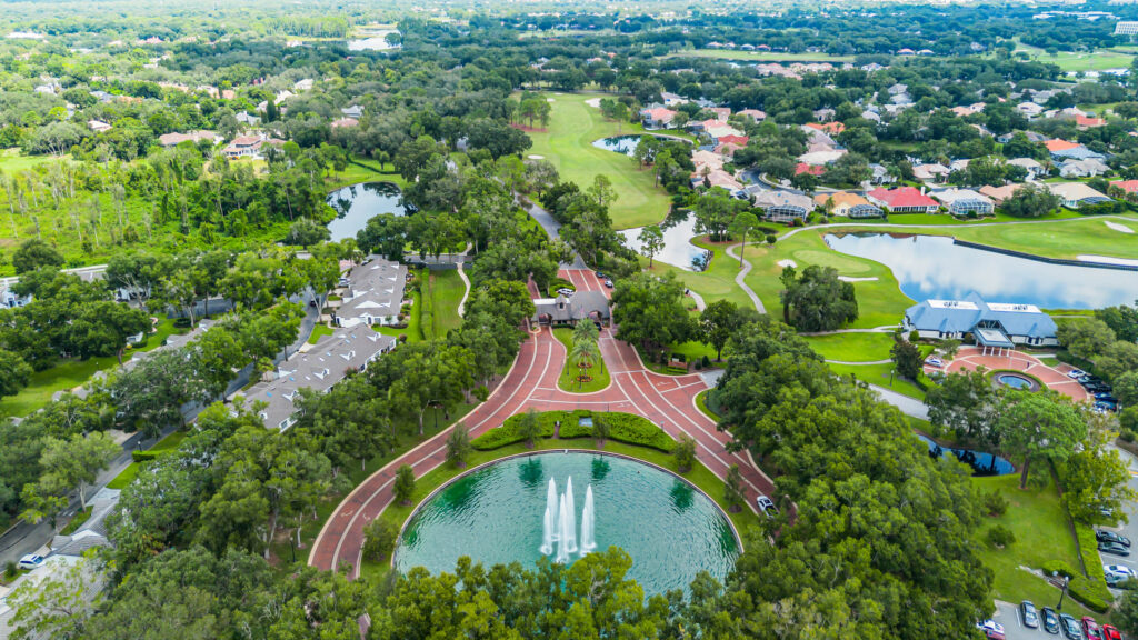 homes for sale in lake mary fl main entrance aerial view