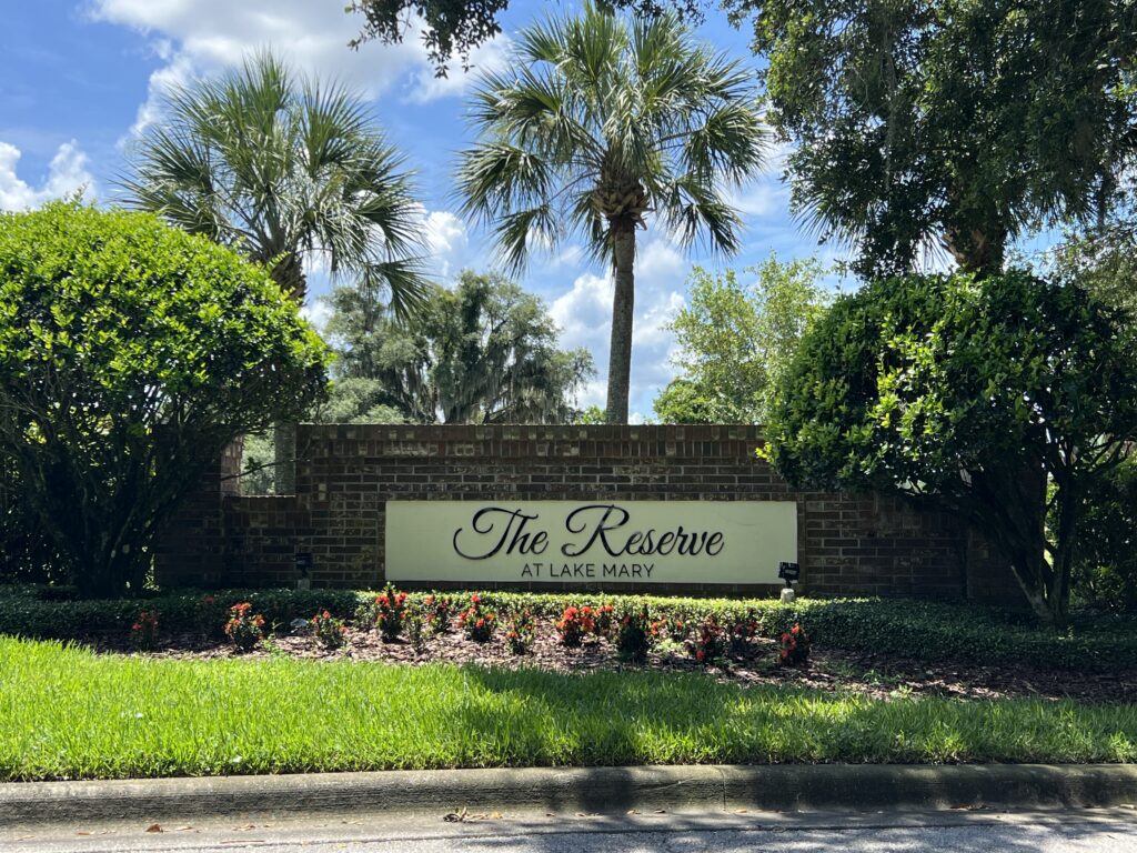 reserve at lake mary fl entrance sign.