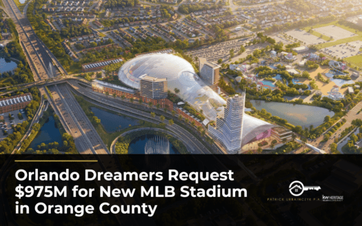 Rendering of the proposed Orlando Dreamers MLB stadium and mixed-use district in Orange County, FL
