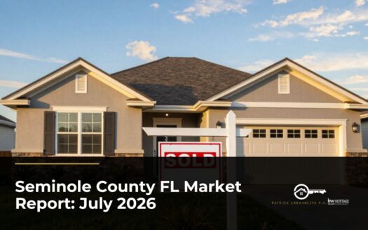 Sold sign in front of a single-family home in Seminole County, FL, featured image for the July 2026 Seminole County real estate market report.