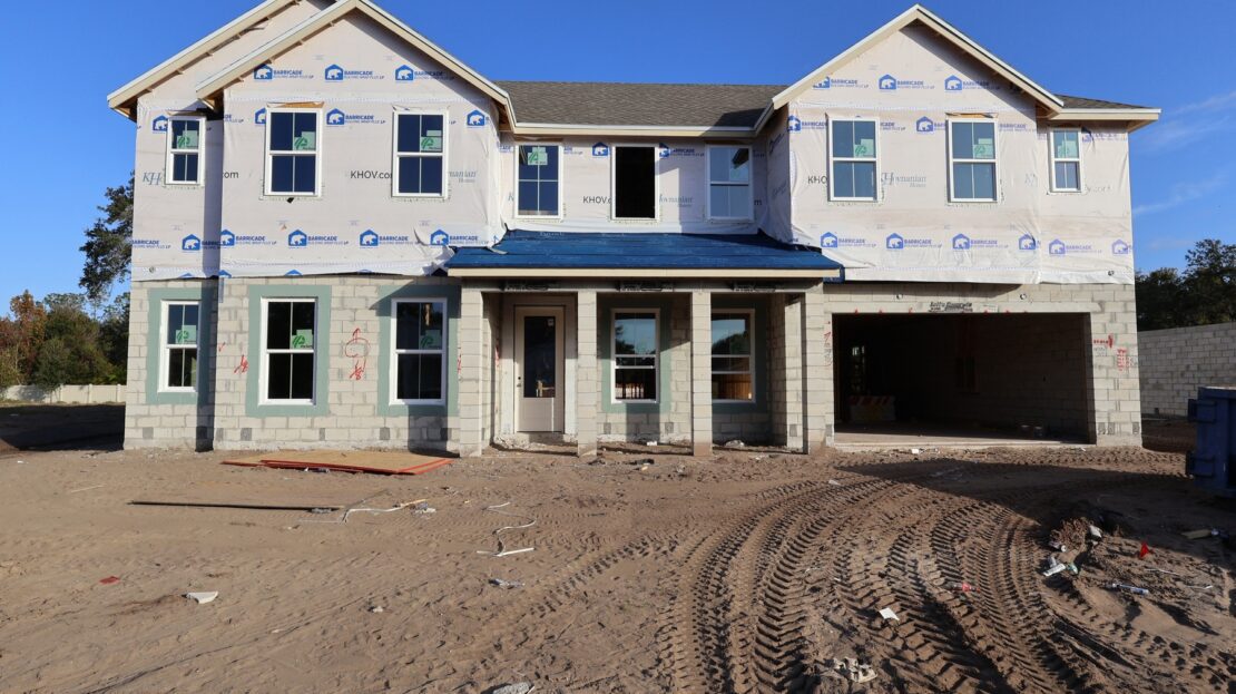 New construction home under construction in Central Florida