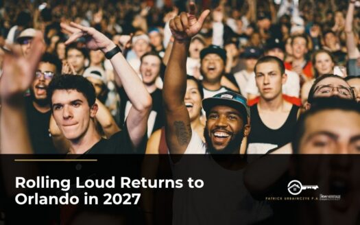 Crowd cheering at a concert, Rolling Loud returns to Orlando in 2027