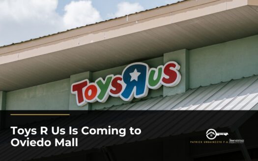 Toys"R"Us sign on the front of a store building